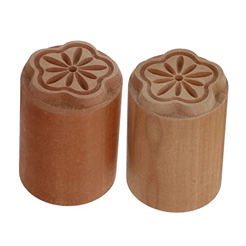 KICHOUSE 2Pcs Wooden Dough Stampers for Baking Creative Baking Accessories for Bean Paste Buns and Dim Sum Decoration Easy to Clean
