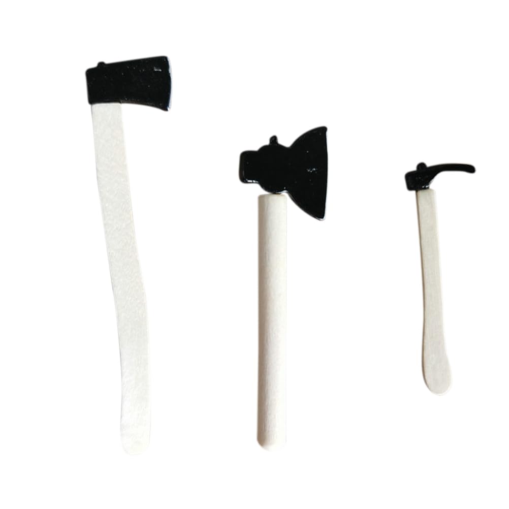 Alasum Mini Garden Tools Set Lightweight Metal Miniature Hatchet with Wooden Handles for Dollhouse Fairy Garden Accessories and Mini Landscape Decor