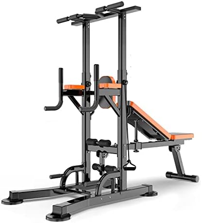 ZJDU Training Fitness Workout Station,Adjustable Heavy Duty Dip Station Stand Body Press Bar,Power Tower Dip Station Pull Up Bar, for Home Gym Strength Training Workout Equipment