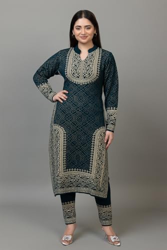Image of ColorChakra Woolen Kurta Palazzo Set for Womens Winter wear Wool Kurti Sizes M to 4XL