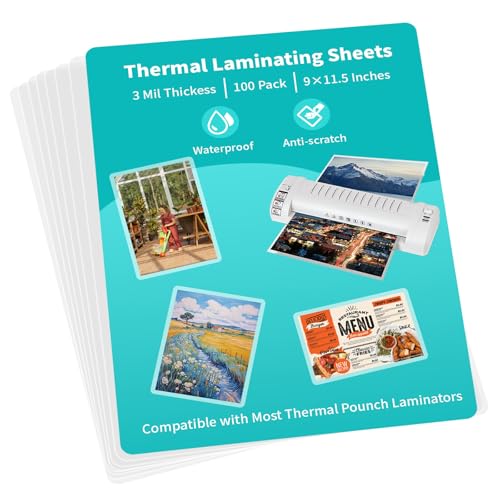 Image of OausTect Thermal Laminating Pouches, 3 Mil Laminating Sheets, Clear 9 x 11.5 Inches Laminating Paper for Thermal Laminator, Holds 8.5 x 11 Inch Letter Size Sheets Lamination Sheet (100 Pack)