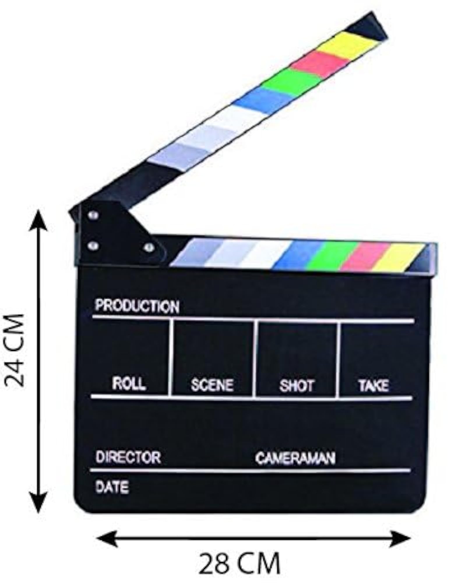 Professional Clapper Board with Colourful Stripe Slate