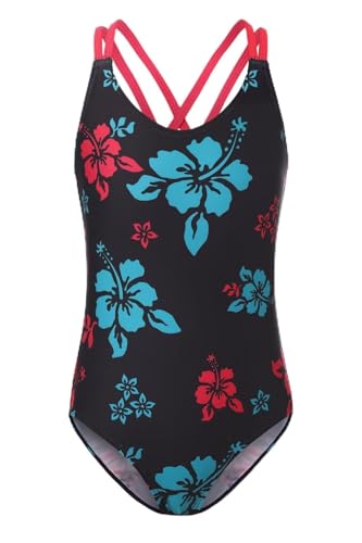 Image of Girls One Piece Swimsuits,Girls Bathing Suits with Adjustable Straps,Kids Hawaiian Floral Swimwear 3-16 Years