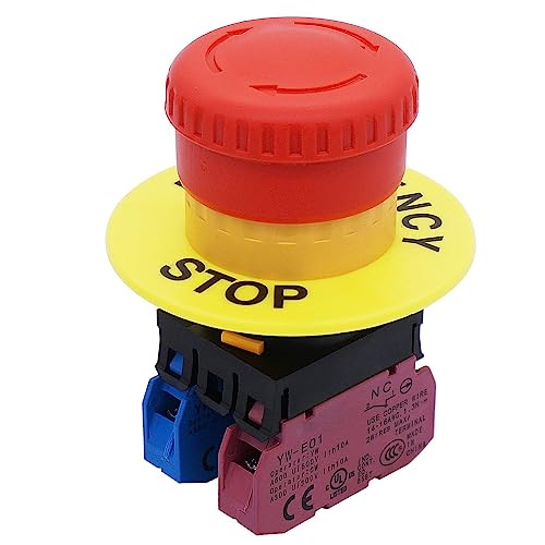TWTADE/Red Mushroom Cap 1NO 1NC DPST Emergency Stop Push Button Switch AC 660V 10A YW1B-V4E11R