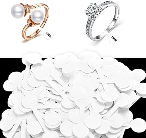 RMENOOR 300 Pcs Blank Jewelry Price Tags Stickers, White Jewellery Labels Self Adhesive Barbell Label Round Display Jewelry Tags Price for Necklace Earring Jewelry Display Price Identification