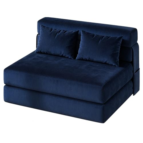 OPULENTHOME Canapé lit Convertible 2 Place Pliable avec Oreillers,2 in 1Fauteuil-lit Convertible en Velours côtelé,Canapé Paresseux/Chauffeuse pour...