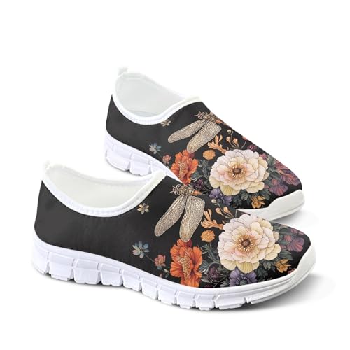 Hummingbird Floral Print Lightweight Walking Shoes for Women Mesh Casual Sneakers Size 5-10.53