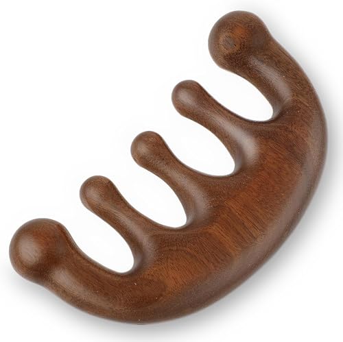 Image of Wooden Manual Scalp Massager Comb - Natural Wood, Wide Tooth, Head Massage Tool, Meridians Scalp Massage, Gua Sha Comb