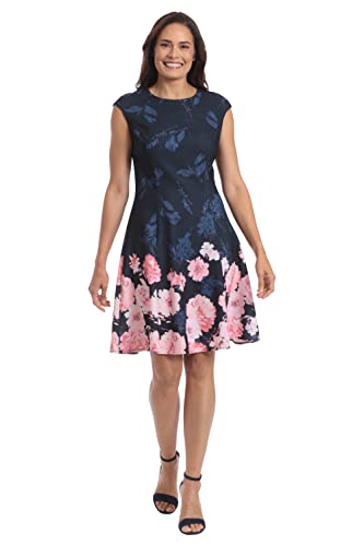 Image of London Times Womens Dresses Cap Sleeve Fit and Flare - Elegant Summer Cocktail Graduation Garden Party Wedding Guest Dress