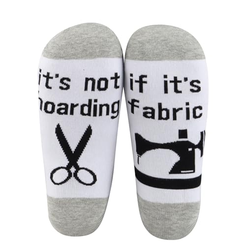 MBMSO Sewing Socks It's Not Hoarding If It's Fabric Quilter Socks Funny Quilting Gifts for Sewing Lover Sewing Themed Socks