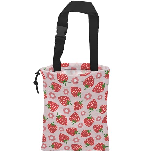 Image of Car Trash Bag Strawberry Flower Car Garbage Bag Hanging Car Trash Can for Back Seat with Drawstring