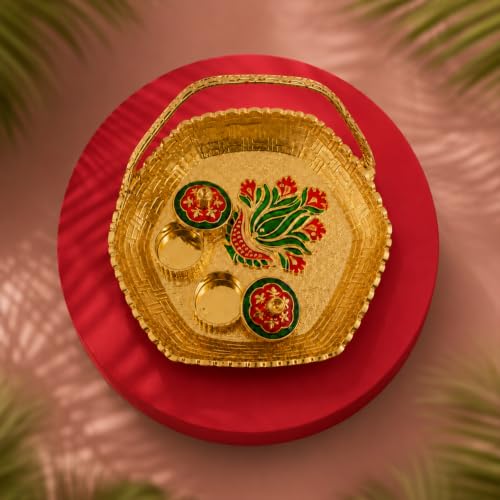 Image of Oblivion Flower Multicolor Rakhi for Brother & Bhaiya with Basket-Topli Pooja Thali - Raksha Bandhan Gift Set with Roli Tikka, Pooja Coin & Greeting Card | Rakshabandhan Combo for Sibling, Pack of 5