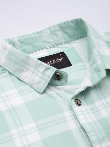 Image of Majestic Man Comfort Slim Fit Pure Cotton Checked Casual Shirt