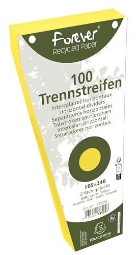 Exacompta - Ref. 13525E – Karton mit 6 Packungen mit je 100 Stück Trapezregister, einfarbig, perforiert, 105 x 240 mm, Gelb