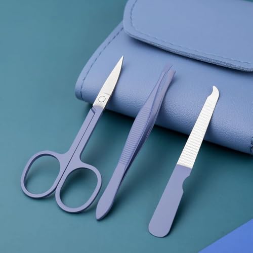Image of WEZOSHINET 16-in-1 Stainless Steel Manicure & Pedicure Kit - Complete Nail Grooming Set with Clippers, Cuticle Trimmer & Travel Case - Professional Nail Care for Men & Women (Blue)