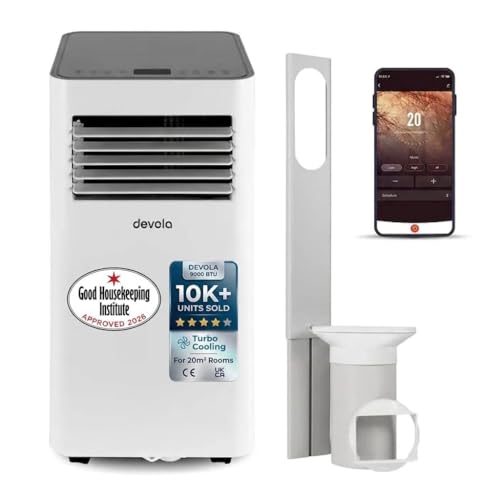 Image of Devola 9000 BTU WiFi Portable Air Conditioner, 4-in-1 Cooling, Dehumidifier Fan Modes & Sleep Mode, 24H Timer, 2 Window Venting Kit Included, Air Conditioning Unit For Rooms Up to 20㎡