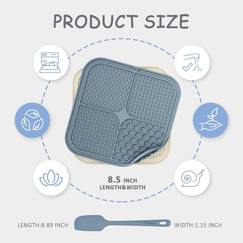 Image of ChefAide 2 Pack Lick Mat for Dogs,Cats,Upgraded 8.5x8.5 inches Licking Mats with Suction Cups,Slow Feeder Licking Pad for Anxiety Relief and Boredom Reducer,Suitable for Dog Training