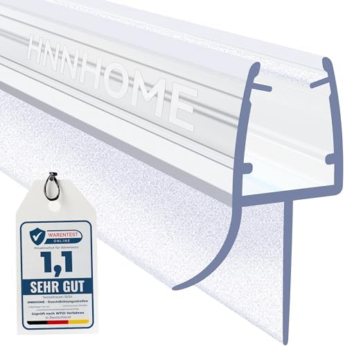 HNNHOME Duschtürdichtung unten mit Gummilippe für 5-8 mm Glas, 90 cm | Transparentes PVC, zuschneidbar, einfache Montage gegen Wasseraustritt an Duschtüren und Duschkabinen