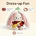 5Pcs Bunny Plush with Clothes & Accessories, Cute Bunny Stuffed Animal Reversible, Strawberry Carrot Bunny Transformed Rabbit Plush Zipper Soft Doll Easter Birthday Party Gift (5PCS Set Carrot)