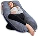 AngQi 55in Pregnancy Pillow Body Pillow with Velvet Cover-U Shaped Maternity Pillow, Grey-Blue