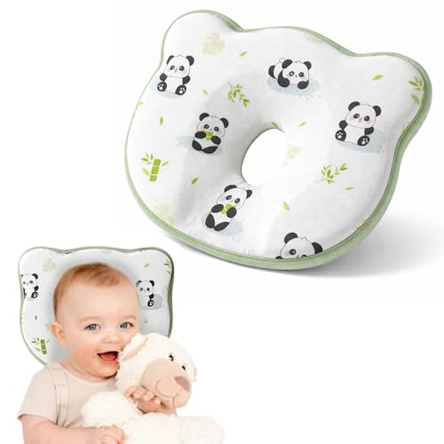 kornsurte Memory Foam Baby Pillow, Flat Head Baby Pillow, Portable Head & Neck Support Pillow for Small Boys and Girls, Anit-Slip Design