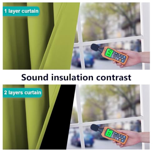 Image of NICETOWN 100% Blackout Blinds, Set of 2, 46 inch x 102 inch, Fresh Green, Laundry Room Decor Window Treatment Curtains for Large Patio Sliding Door, Thermal Insulated Curtains for Bedroom