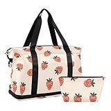 Bolsa de viaje impermeable con diseño de fresas rojas, bolsa de viaje con neceser para viajes de negocios