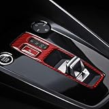 BETTERHUMZ Carbon Fiber Shift Knob Frame Cover Compatible with Audi A3 8Y S3 RS3 Sportback 2021-2025 Car Center Console Gear Shifter Panel Sticker Interior Tuning Accessories (Red)