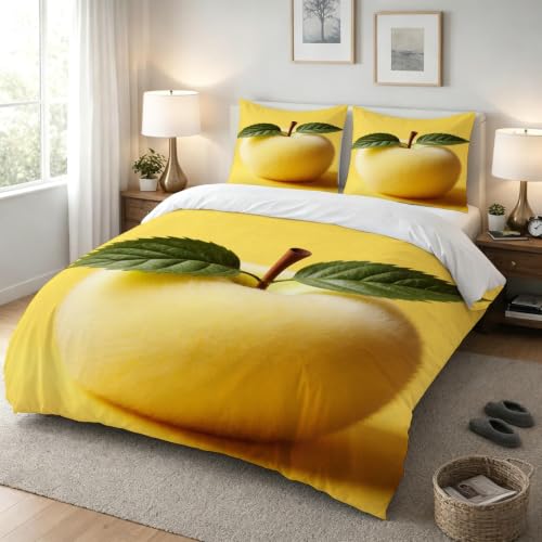 Housse de couette 140x200 douce en microfibre jaune à fermeture éclair