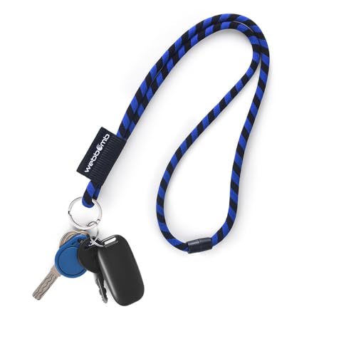webbomb® Tubular Lanyard zweifarbiges Schlüsselband - rund weich und lang mit Sicherheitsverschluss und Schlüsselring als Schlüsselanhänger Key Chain für Ausweis Handy Schlüssel (neongrün/schwarz)