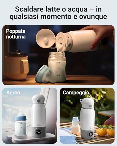 Bear Scaldabiberon Portatile, Scaldabiberon Elettrico A Riscaldamento Rapido Senza Bpa, Grande Capacità Di 500 Ml Per Latte Materno E Acqua, Per Auto, Campeggio E Viaggi - 3