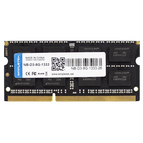 Tipo di modulo: SODIMM SIMPLETEK - Modulo memoria RAM 8GB DDR3 1333MHz 1.5V Banco SODIMM Computer Notebook AIO