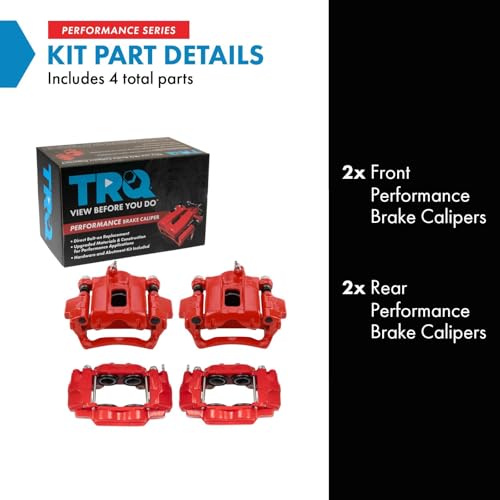 Image of TRQ Performance Front and Rear Brake Caliper Set Coated Brackets Compatible with 2003-2007 Toyota Sequoia