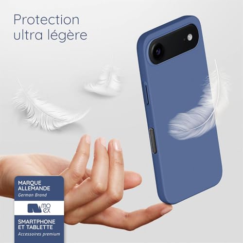 Coque rigide fine minimaliste bleu mat pour iPhone Air