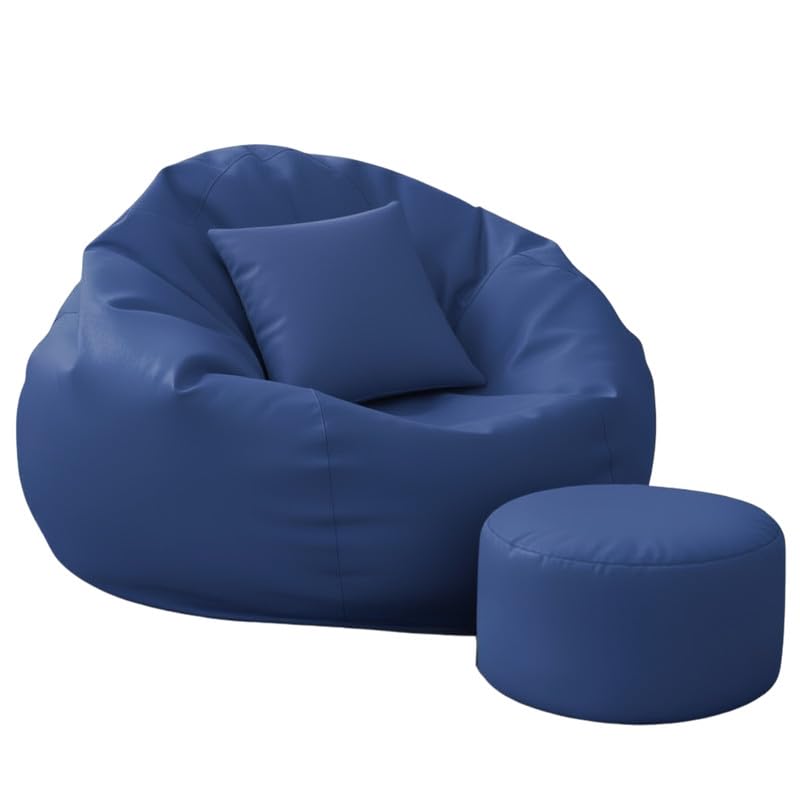 Image of Biggie Bean Bag with Beans Filled 4XL The Evergreen Classics Bean Sofa-Crafted for Comfort-Styled for Elegance with Free Cushion & Footrest (Matching Color : Leatherette Blue)