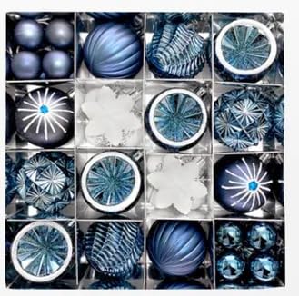 40PCS Blue & Silver Christmas Tree Ornaments Set – Shatterproof Baubles in Mixed Styles (6cm & 3.5cm) | Glitter Snowflakes, Decorative Balls & Hanging Ornaments for Xmas Party Decoration — image 1