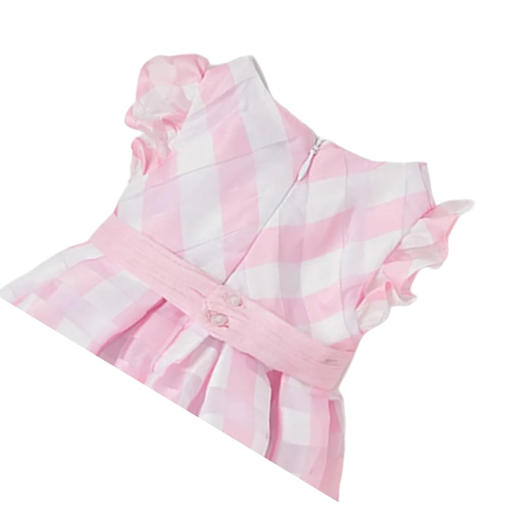 Generico Vestito Neonata Rosa Quadri con Fiocco 9 Mesi – Abito Elegante Cotone Leggero con Volant, Vestitino Estivo Cerimonia Neonata 1910