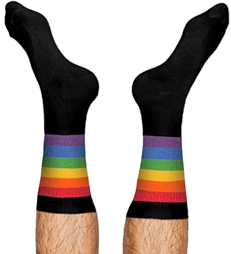 TODO Socken PRIDE Motiv Unisex mit LGBT Flagge Baumwolle Weiß und Schwarz mit Regenbogen (43-46, Schwarz)