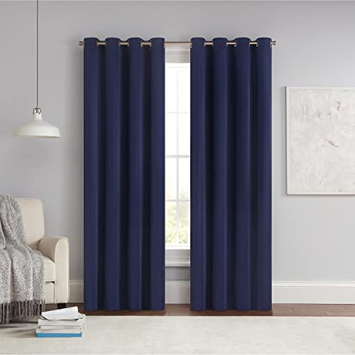 Eclipse Solid Thermapanel Room Darkening Grommet 54 x 84 Curtain Panel in Navy