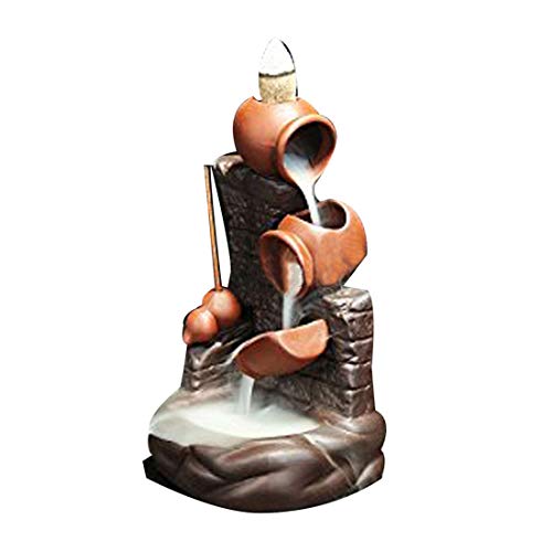 Brenner im Kalebassendesign für Rückfluss-Räucherkegel, mit 10 Rückfluss-Räucherkegeln, Brenner aus Keramik, Rückfluss-Räucherkegelhalter Cover