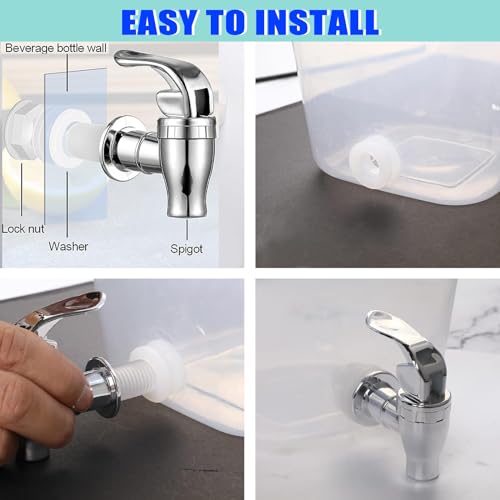 4Sets Dispenser Tap Set, Replacement Cooler Faucet Water Dispenser Tap Set. BPA Free Plastic Spigot.Reusable Spigot Spout Water Beverage Lever Pour Dispenser Valve (5/8Inch 16mm) - Thumbnail 4