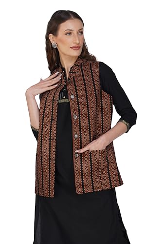 Image of Vastraa Fusion Solid Indian Traditional Ethnic Waistcoat Festive Woolen Nehru Jacket for Women