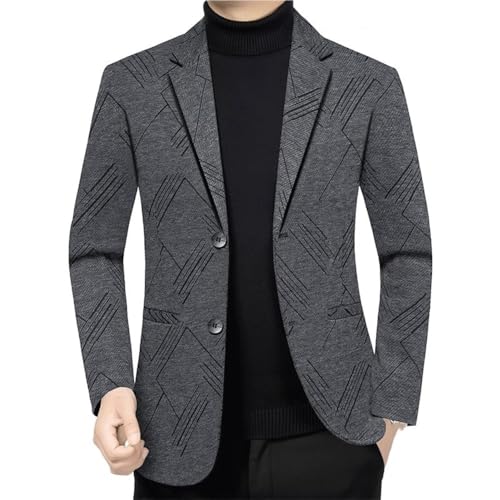 Men's Geometric Print Gray Stylish Formal Blazers Autumn Winter Casual Business Social Evening Suit Jackets