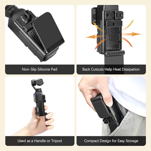 AMAZEAR Magnetische Halterung für DJI Osmo Pocket 4/3, Pocket4 Zubehör Erweiterungsadapter, Osmo Pocket 4/3 Magnetic Mount für Schreibtische, vertikale Oberflächen, Creator Combo, Schwarz