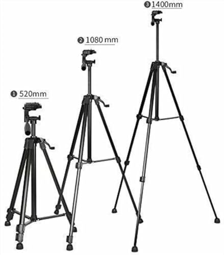 Image of Aluminum Tripod (55-Inch), with Mic, Shutter Button & All Mobile Holder Tripod Kit (Black, Supports Up to 5 kg)