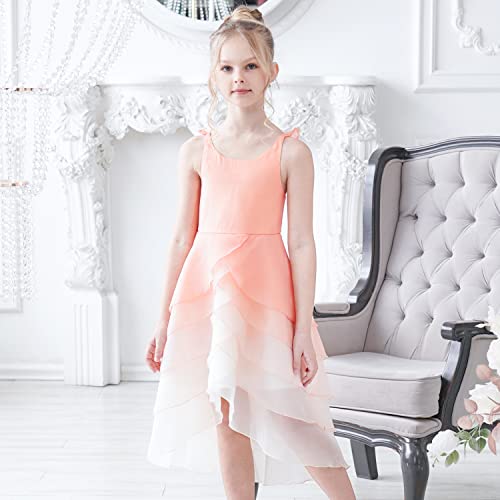 Image of Sunny Fashion Girls Dress Gradient Zigzag Hi-lo Suspender Backless Sleeveless