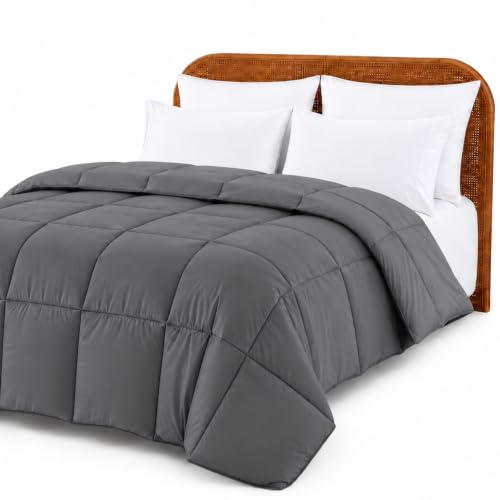 Image of Modern Threads Comforter Duvet Insert, Reversible Quilted Down Alternative Comforter with Corner Tabs, All Season Bedding, Queen, Dark Gray