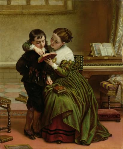 Peinture murale George Herbert et sa mère de Charles West Cope pour sublimer votre grand salon