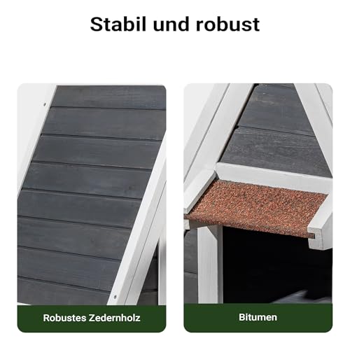 Wiltec Wetterfestes Katzenhaus 50 x 50 x 54 cm aus Holz, Katzenhütte Outdoor, Katzenhöhle mit Eingang und Fluchttür