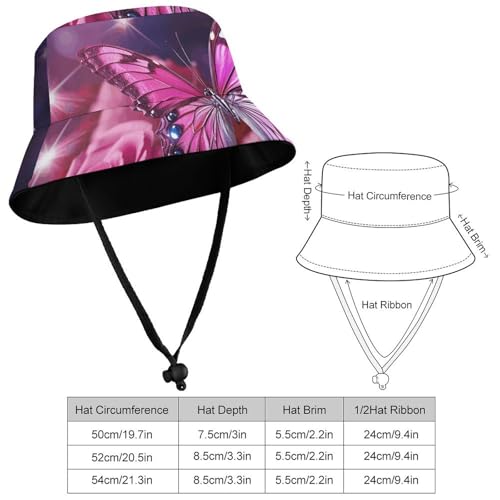 20.5in Fisherman Hats Butterfly Sun Hat for Men Women Bucket Hat Boonie Cap Travel Summer Beach Hats Black2